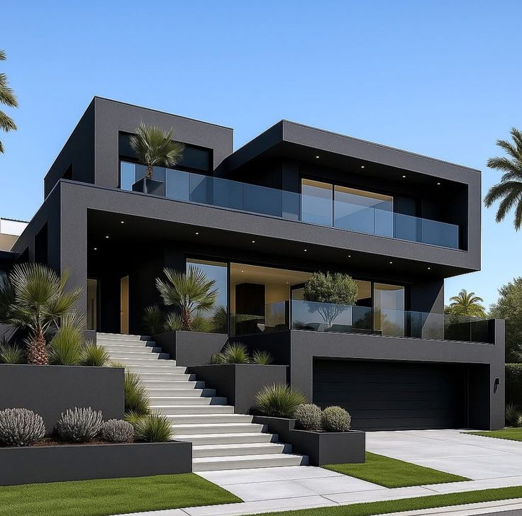 Villa contemporaine aux façades sombres